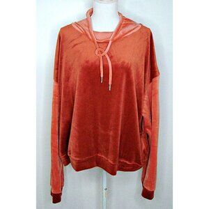 Scoop Cropped Hooded Tie Neck Sweatshirt Sienna Rosewood Rust Color XXXL 3X (22)